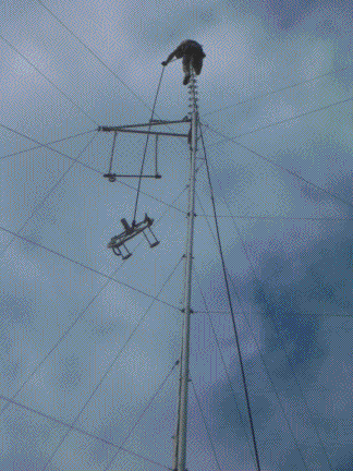 John assembles the Aerial Space Platform on top of the sway pole