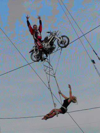John and Tina performing on the Sky Cycle
