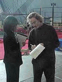 Galaxy of Thrills Articles: Big Top Turns Tables on Reporters -  Author filling out forms